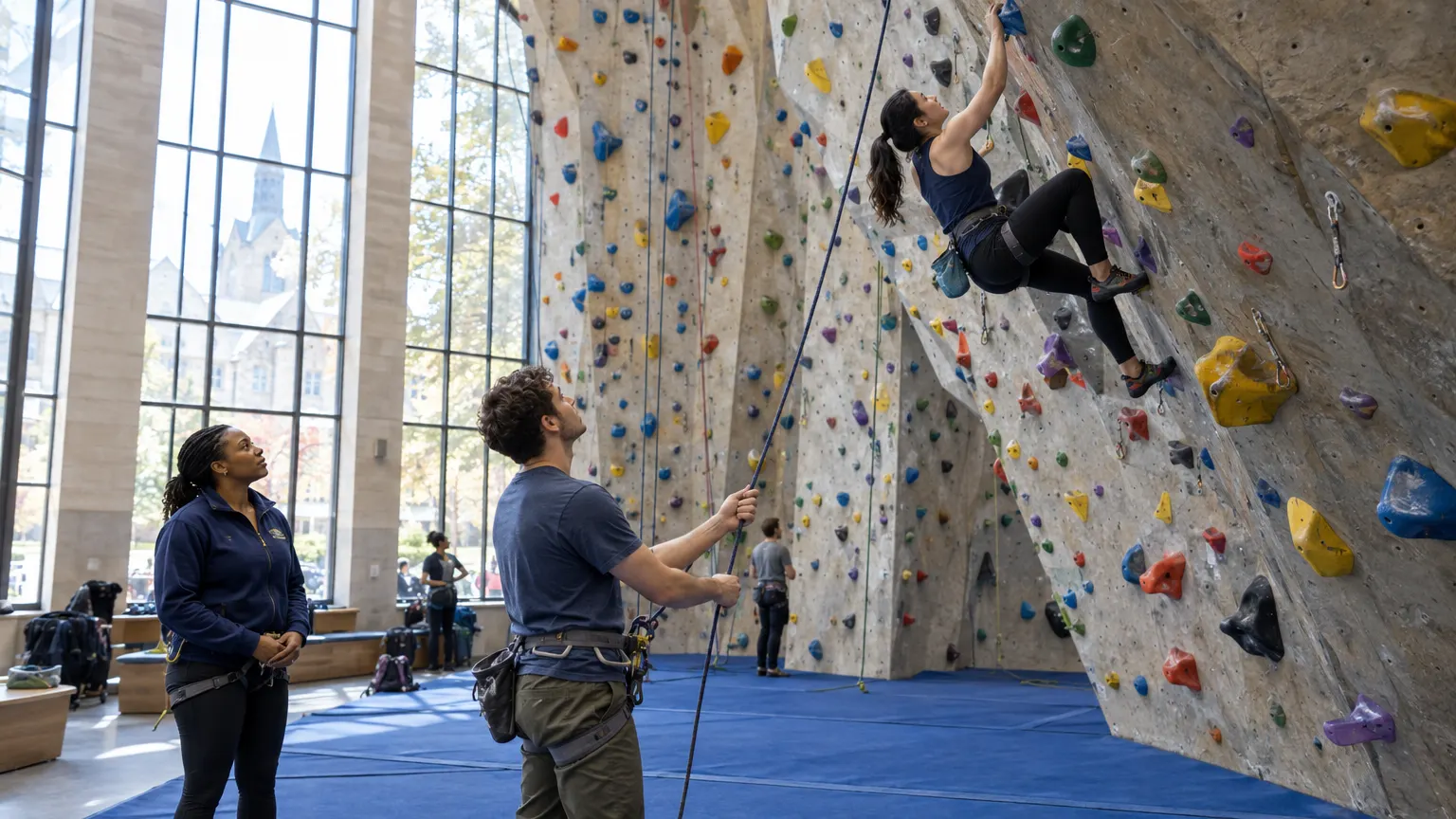 The climbing wall in Kestrel Fieldhouse