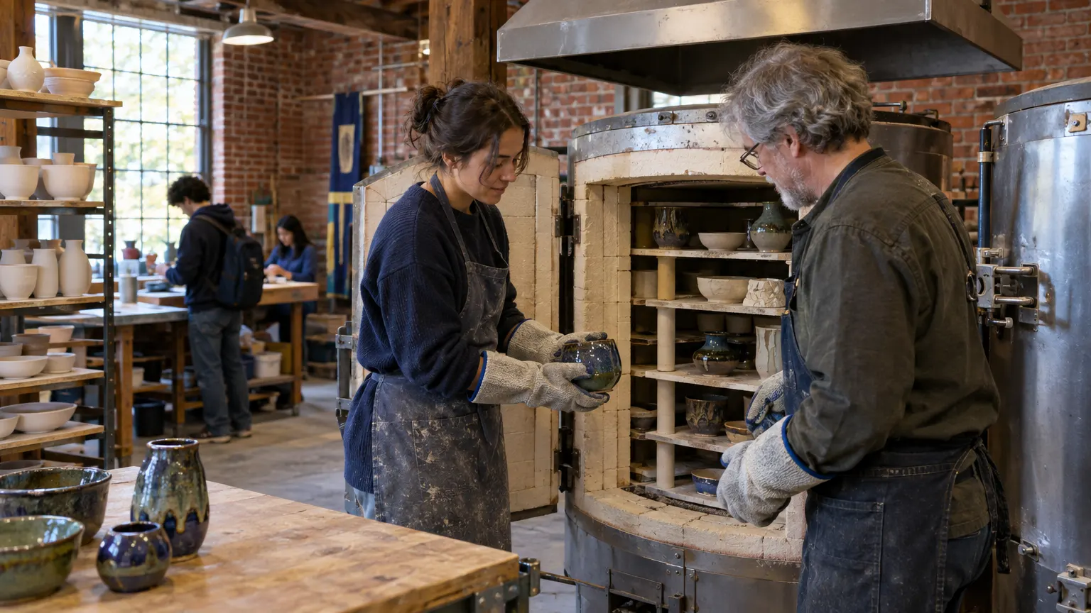 The Clay & Ceramics Guild kiln room in the Millworks