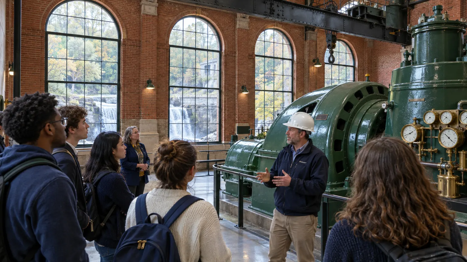 The restored Turbine Hall of the Powerhouse at the falls